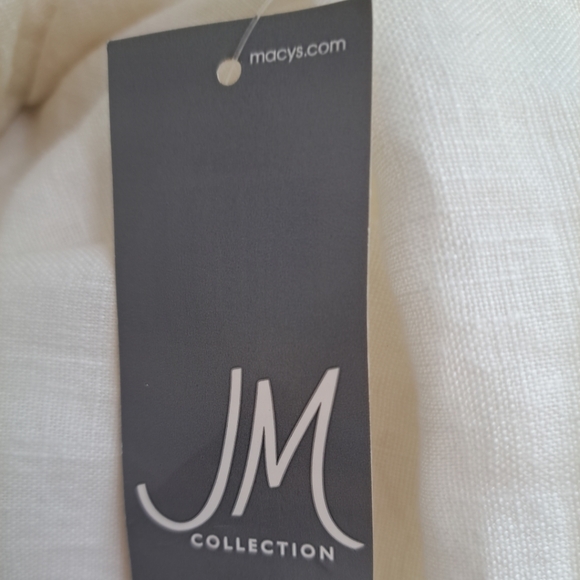 NWT JM Collection Linen Top Tunic Silver Rhinestones Roll-tap Sleeve Sz 18 (XL) - Picture 10 of 15